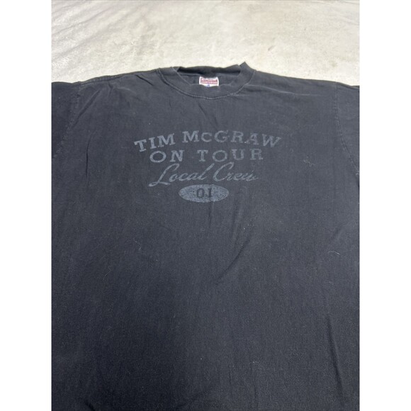 Tim Mcgraw On Tour Local Crew T-Shirt 2001 Vintage Tee Faded Black Size XL - Picture 2 of 7
